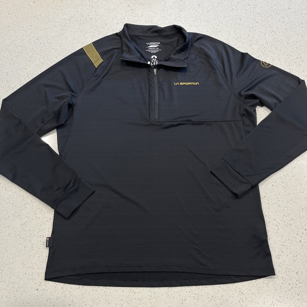 La Sportiva Powerstretch Men's Half Zip Top Size XL Black/Yellow Mountain